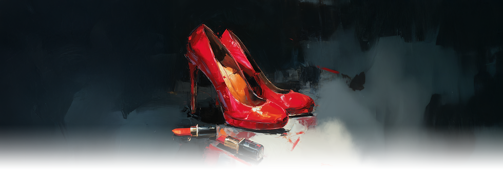 ernestvinno1990_a_painting_of_a_pair_of_red_high_hill_shoes_wit_0b223726-a7ba-486b-94a5-88