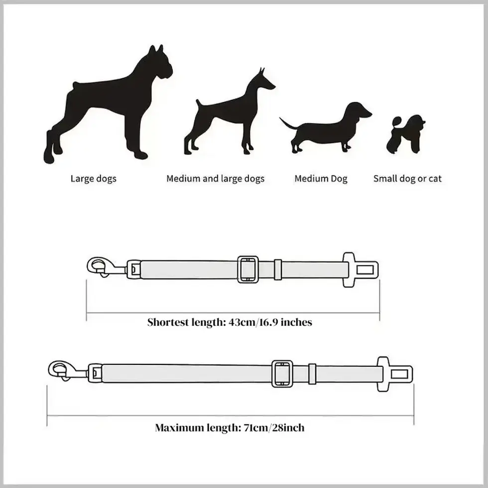 Thumbnail: Car Pet Seat Belt, Adjustable Safety Rope, Rust Proof Hook and 360°