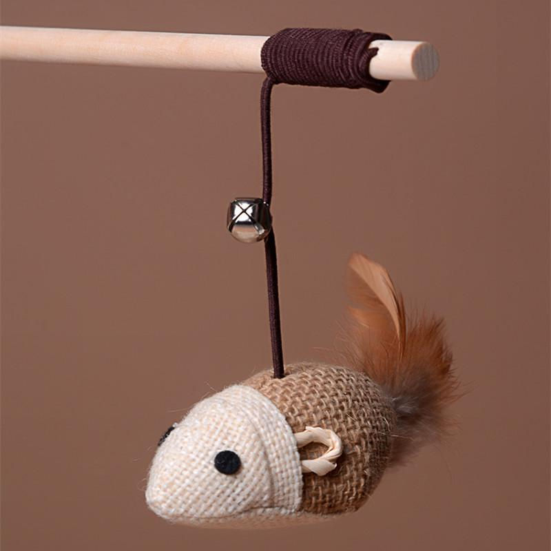Pet cat toy Cute Design bird Feather dog toy cat tease wooden stick