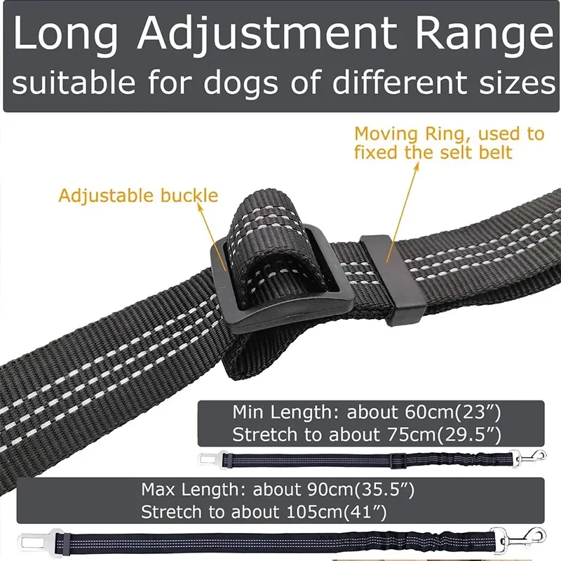 Thumbnail: Pet Dog Seat Belt Adjustable Harnesses Lead Restraint Nylon Elastic