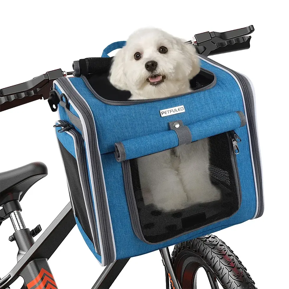 Thumbnail: Dog or Cat Bike Basket, Expandable Soft Sided Pet Carrier Backpack