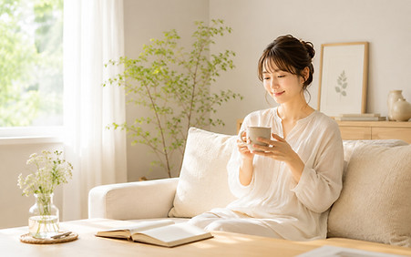 自分に戻るコーチングで安心して暮らしを整える女性のイメージ