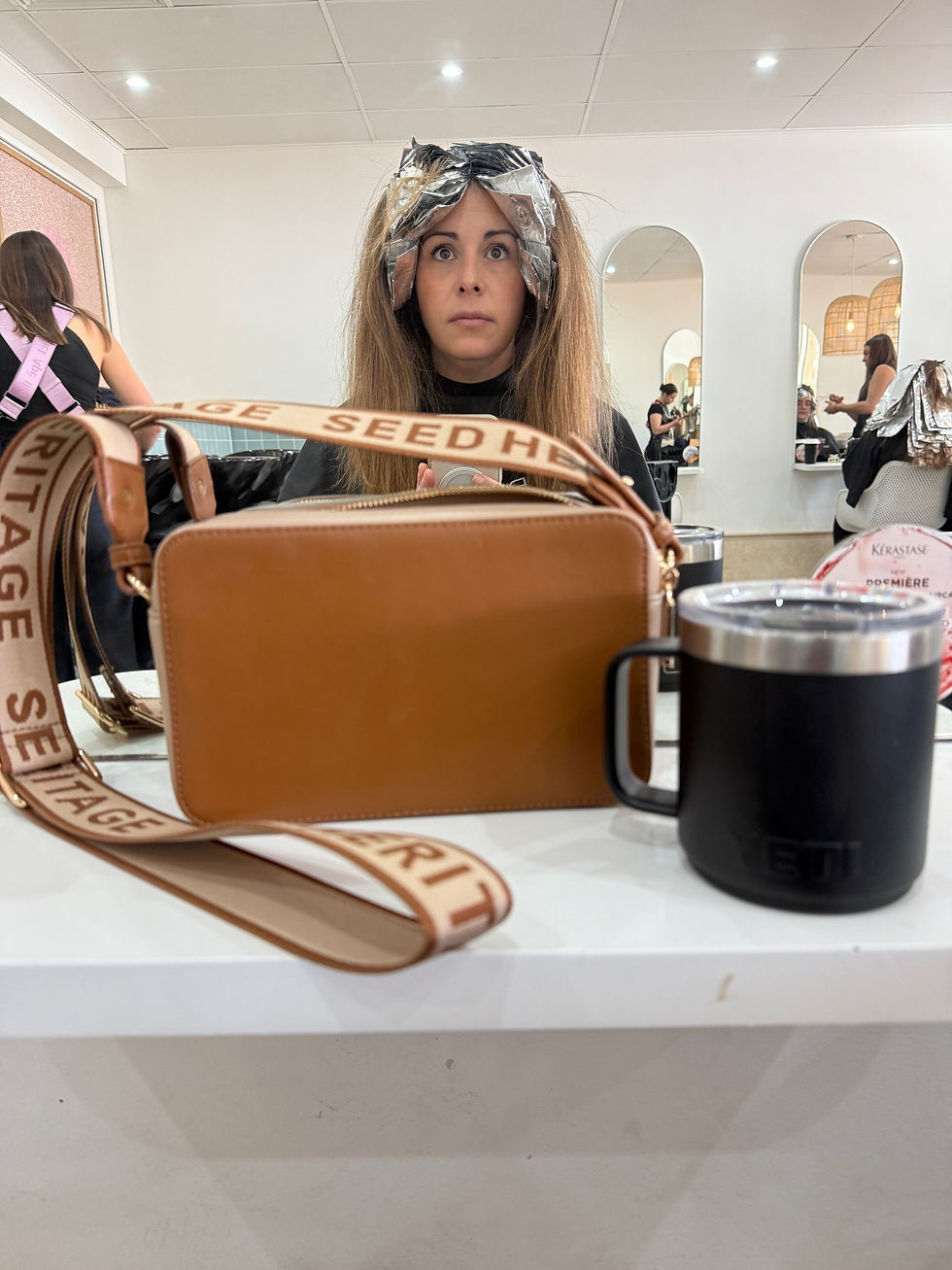 My standard hair appointment: four hours, rolls of foil, and a different hair colour for every mood - proof below.