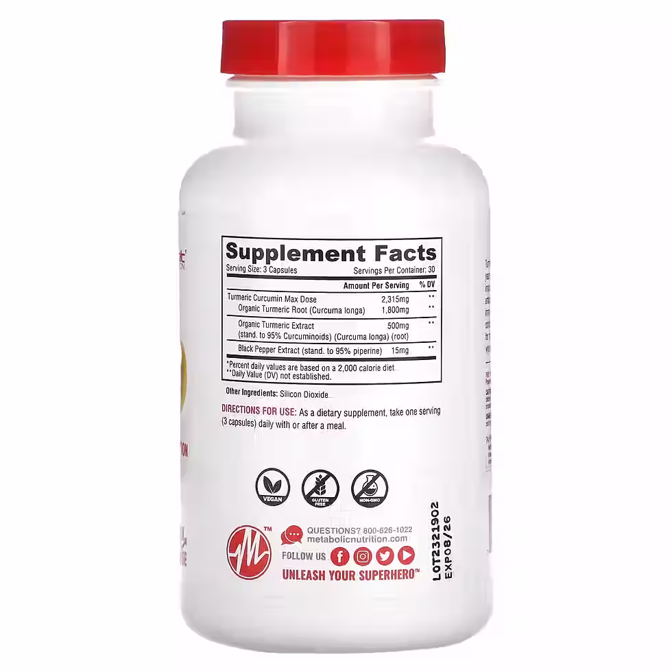 Curcuma + Pimienta Negra Metabolic Nutrition Turmeric 90 Capsulas