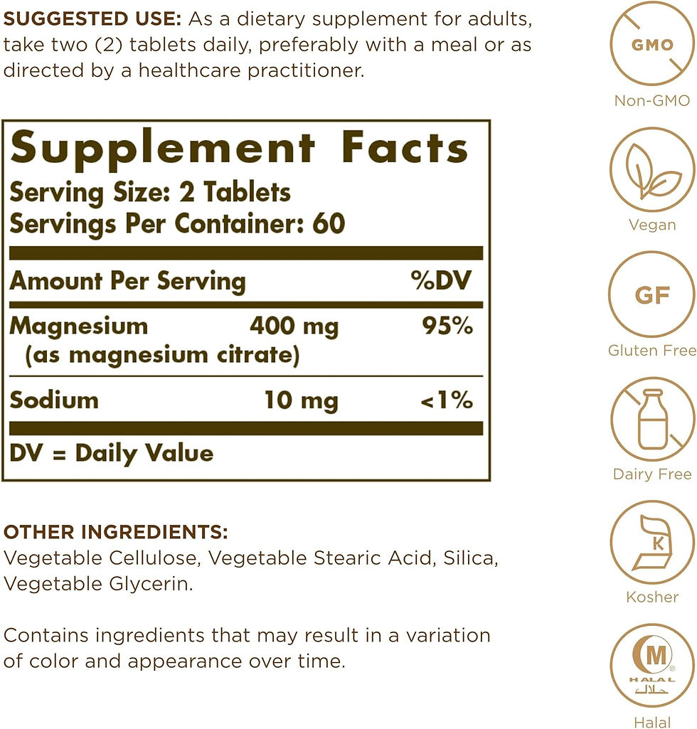 Citrato De Magnesio Solgar Magnesium Citrate 420 mg 120 Tabletas