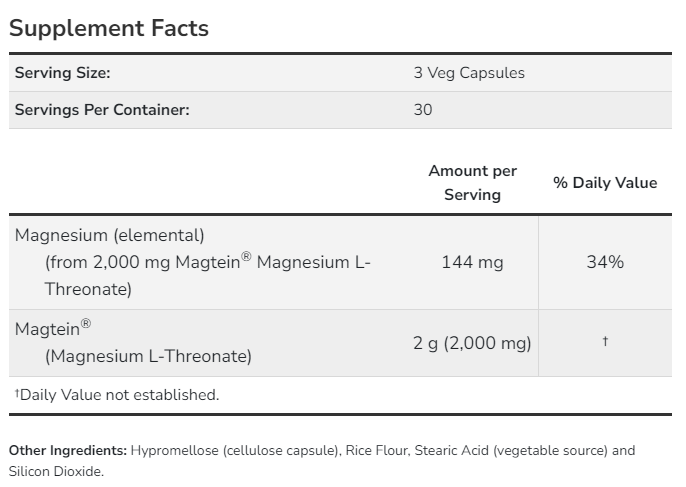 Miniatura: Treonato de Magnesio Magtein NOW Foods 90 Capsulas Vegetales