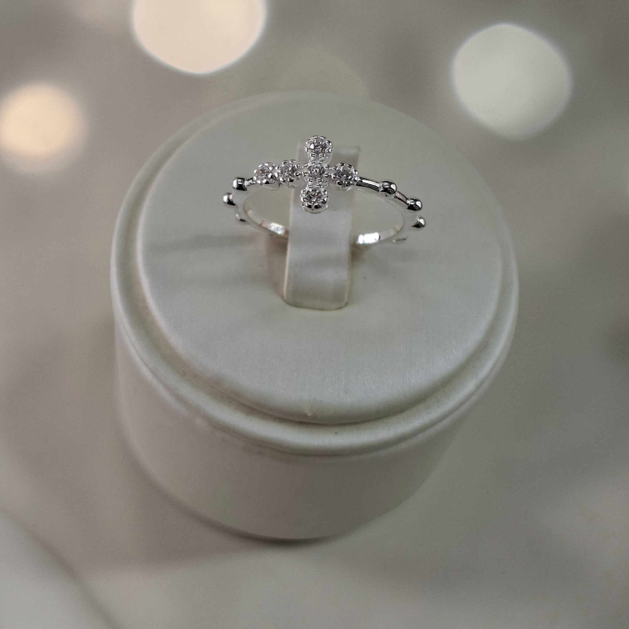 Anillo de plata 925 tipo vasco bolitas y cleef 