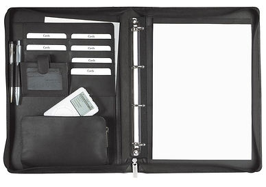 PA Business Rind-Nappaleder Schreibmappe Organizer-Ringbuchmappe 