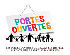 PORTES OUVERTES SAMEDI 17 JANVIER 2026 de 9h à 12h