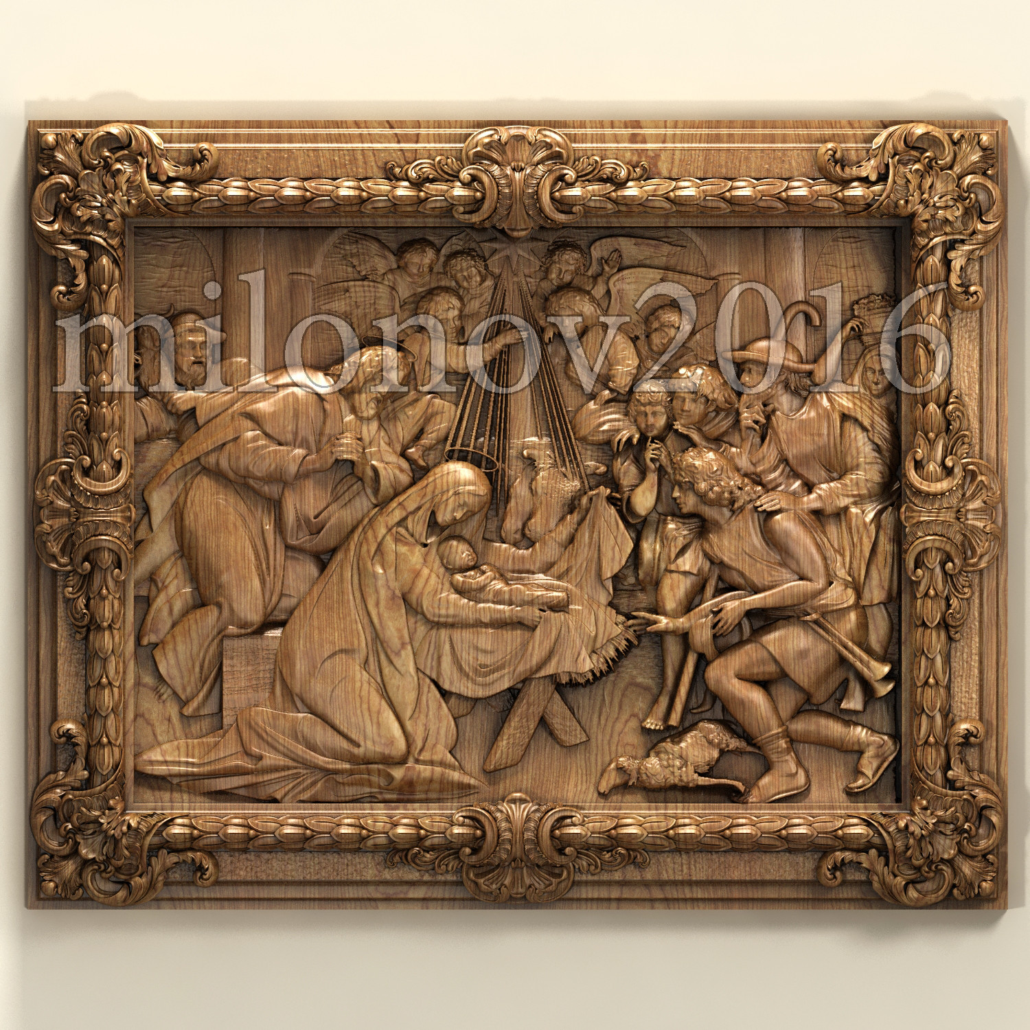 LIMITED EDITION 2020-24" x 12" solid carved Mahogany Hardwood Nativity Scene