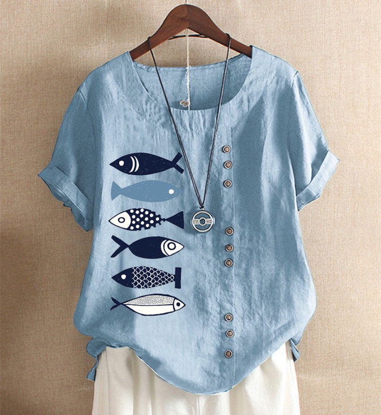 ภาพขนาดย่อ: เสื้อคอกลม ลายปลา 