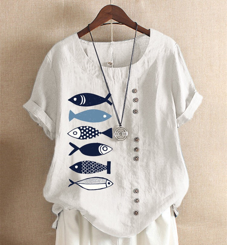 ภาพขนาดย่อ: เสื้อคอกลม ลายปลา 