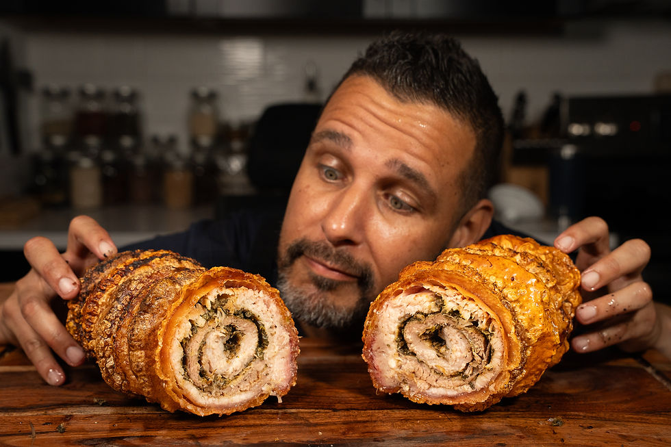 El foodie boricua con la porchetta picada