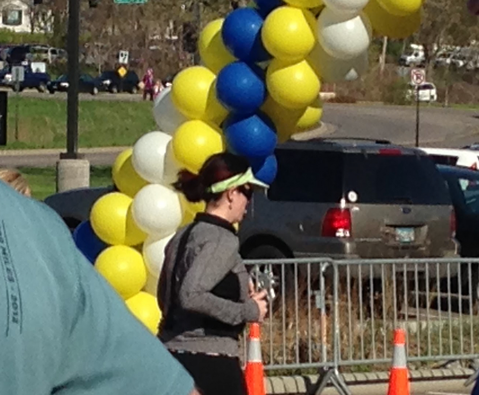 Sarah crossing the fishing line of a 3K.