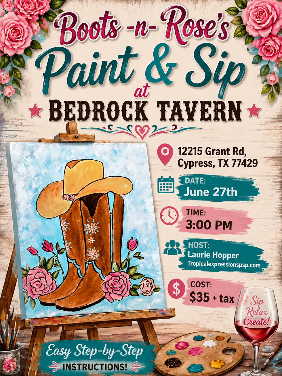 Boots-n-Roses Paint & Sip At Bedrock Tavern