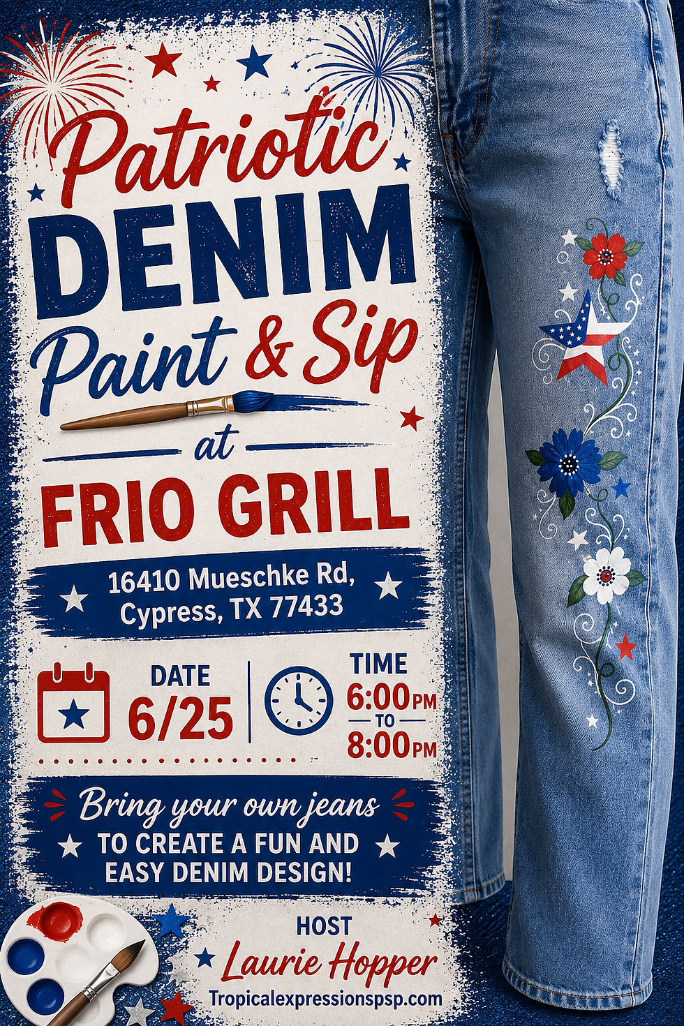 Patriotic Denim Paint & Sip At Frio Grill
