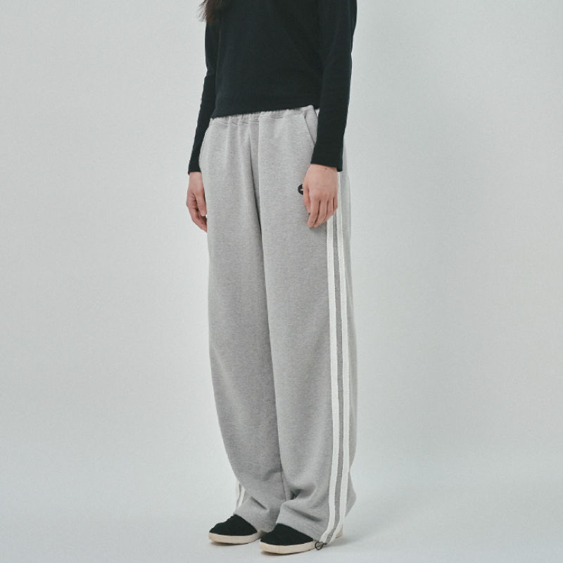 섬네일: [UNISEX] Double Sweat Stripe Sweatpants Mélange