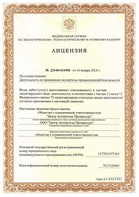 Лицензия ООО Центр экспертизы Промресурс