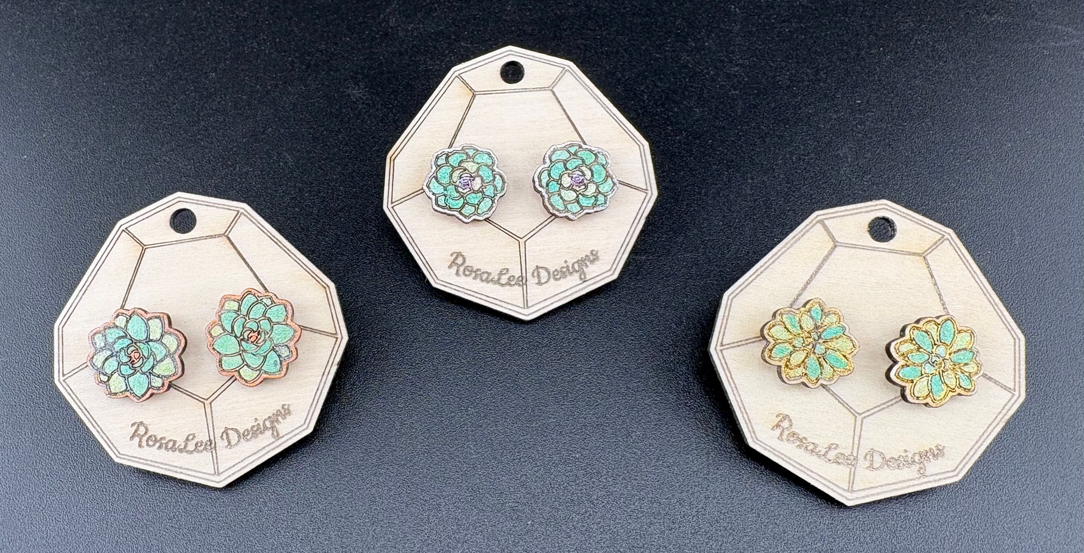 Wooden Flower Stud Earrings