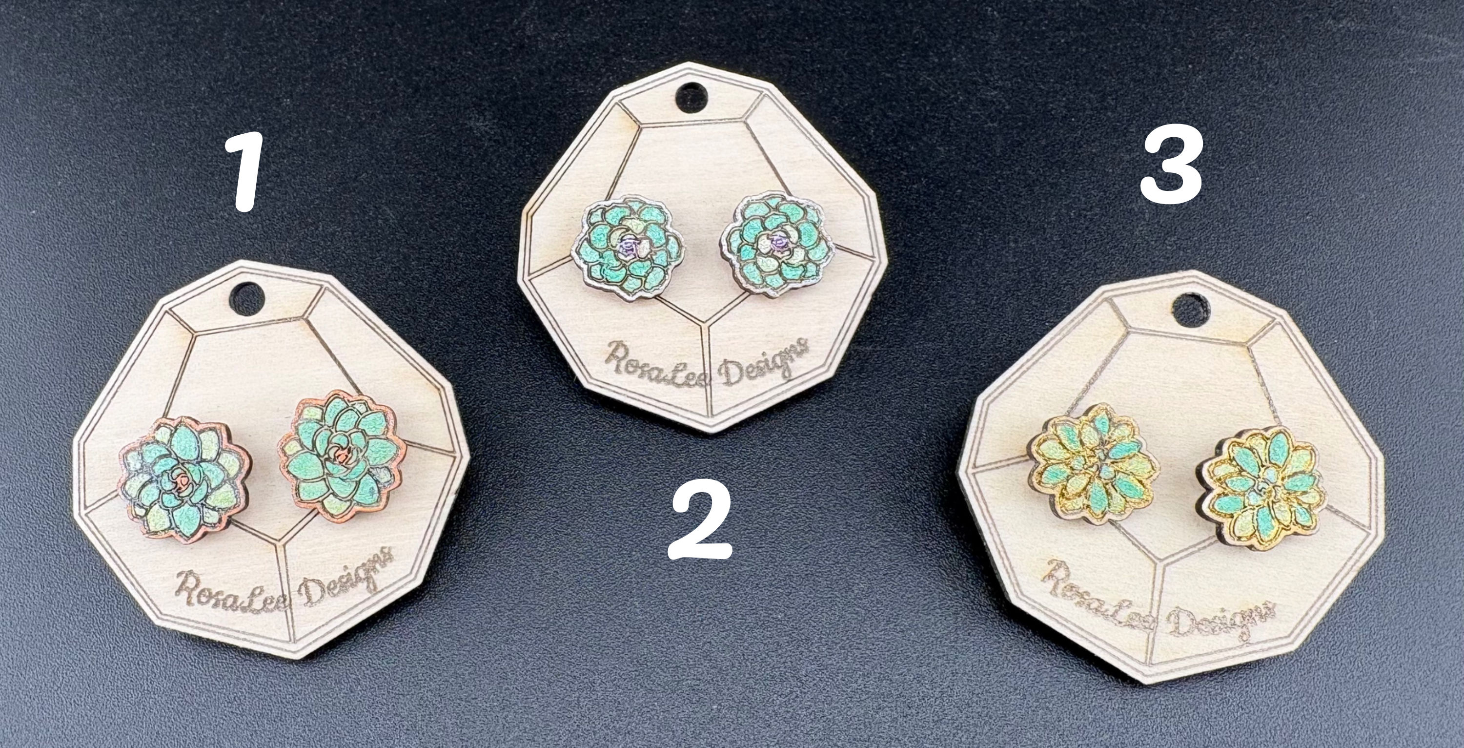 Wooden Flower Stud Earrings