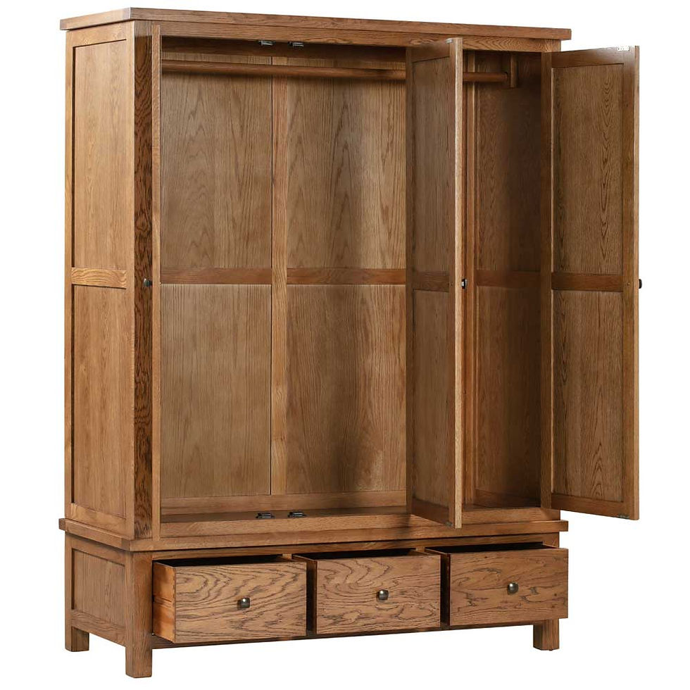 Thumbnail: Dawlish Warren Rustic Triple Wardrobe with 3 Drawers
