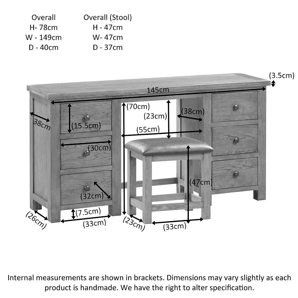 Thumbnail: Dawlish Warren Oak Double Pedestal Dressing Table and Stool
