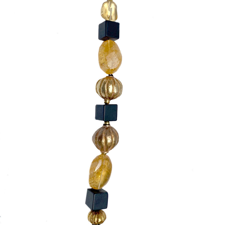 Thumbnail: The Richness of Antique Black Jade, with Necklace of Citrine, Gold and Onyx