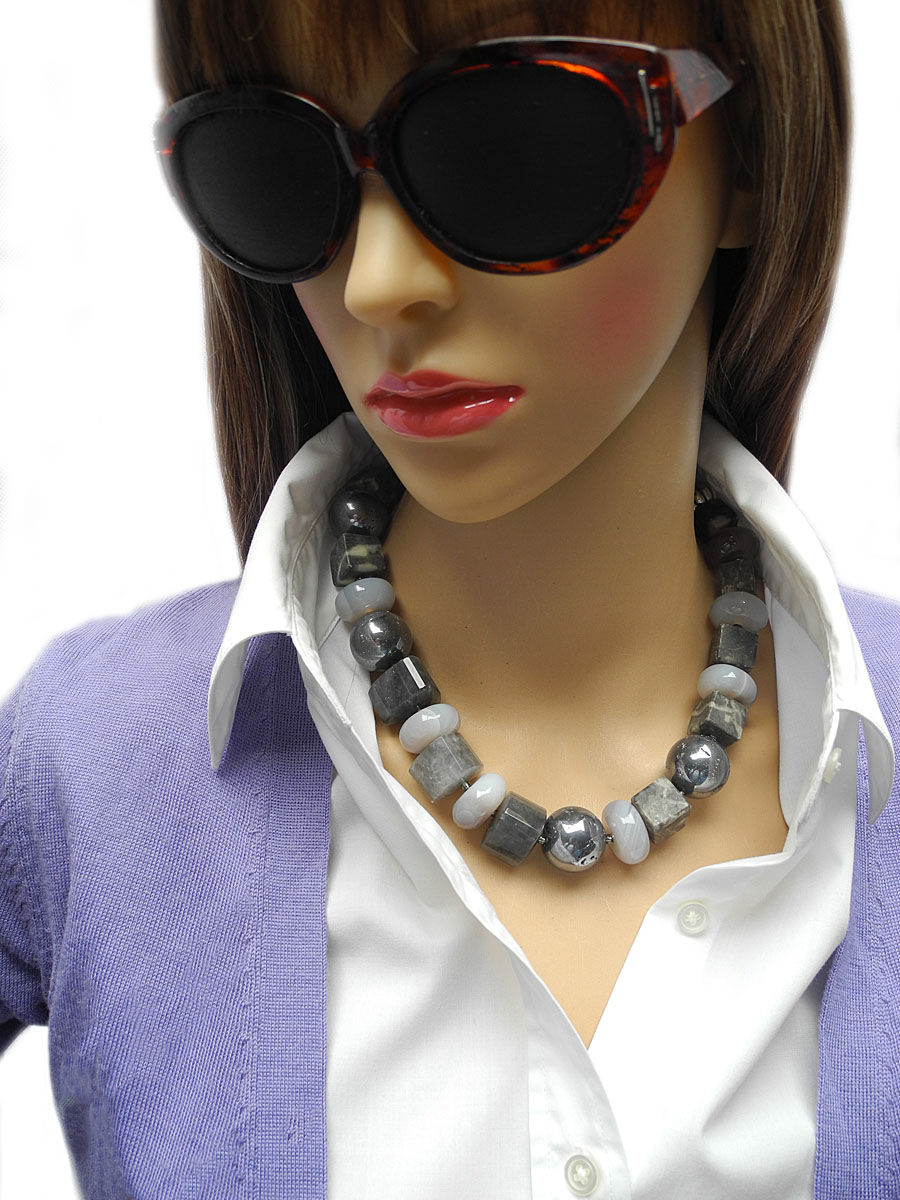 Thumbnail: Reach For The Classical Grey Gemstone Necklace, When Nothing Else Will Do