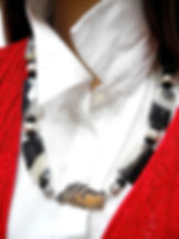 Thumbnail: Contented Tabby Cat in Silver, Stars in Necklace of Agate & Silver