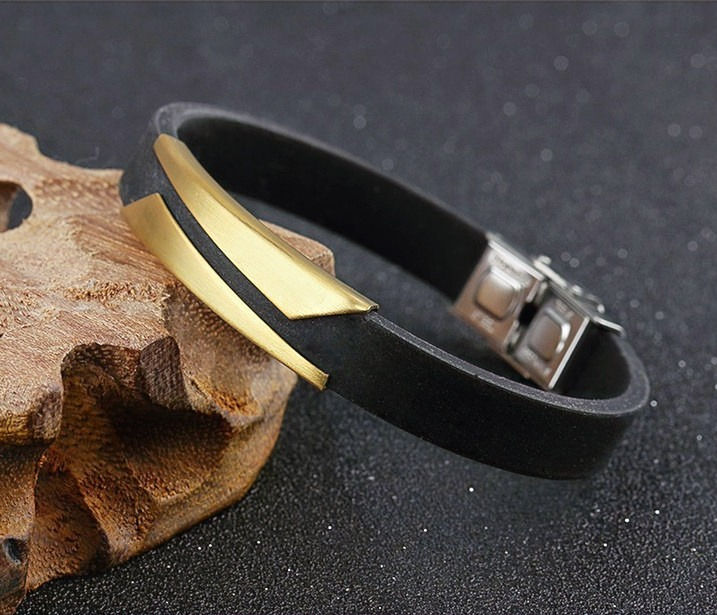 Miniatura: Pulsera para Hombre Silicona y Acero inoxidable.  Diseño minimalista