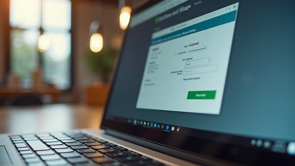 Close-up view of a laptop screen showing a rental application screening software