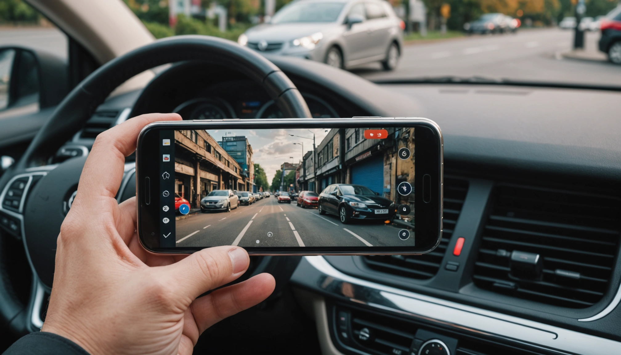 Close-up of a smartphone displaying a car scrapping application