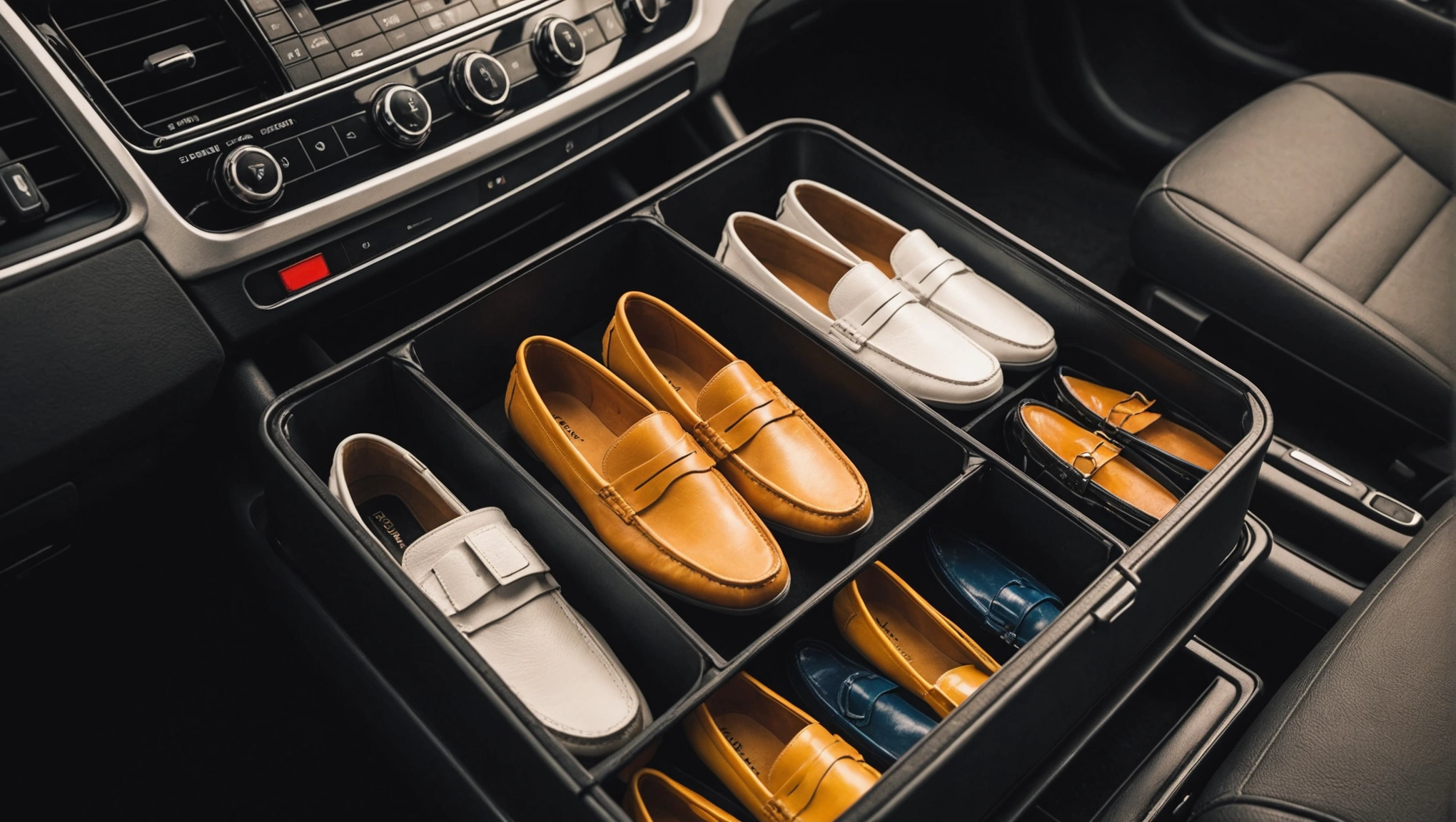 Shoe organizers used in a car