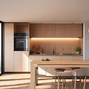 Modern Kitchen with Wooden and Marble Elements