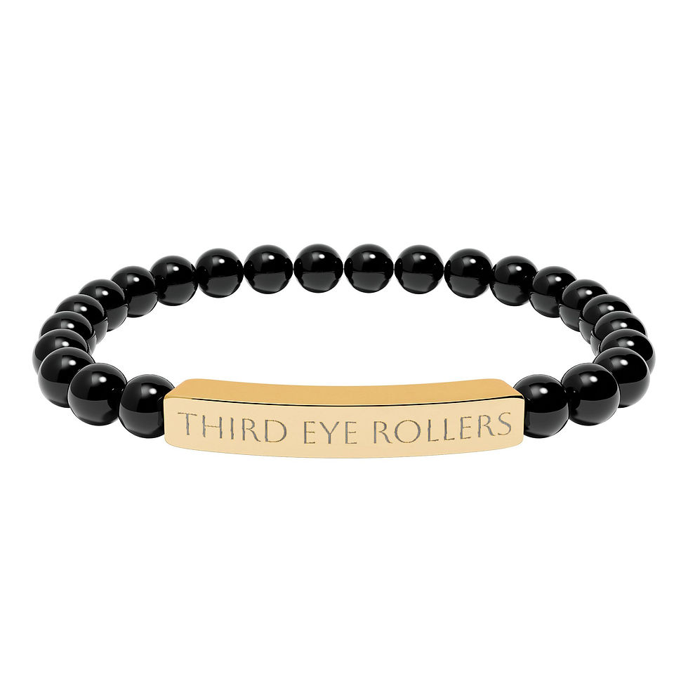 Thumbnail: Third Eye Rollers Engraved Natural Stone Bracelet