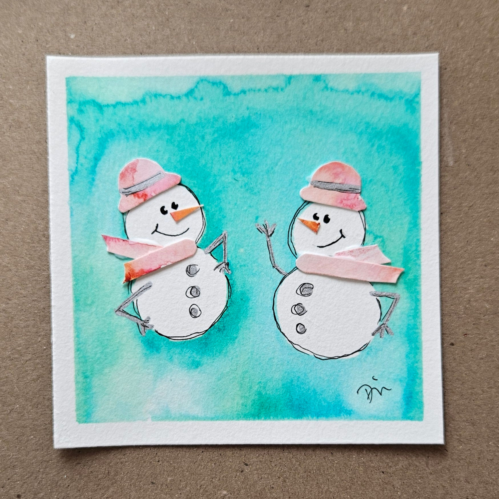 Christmas Handmade Card - Snowmen