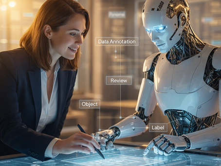 Une femme qui fait de l'annotation IA