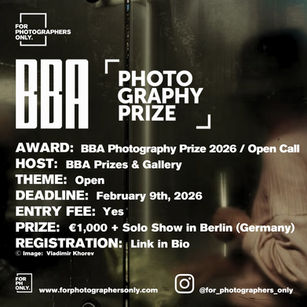 BBA Photography Prize - Call for Entries 2026