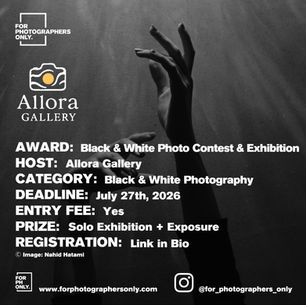 Allora Gallery - "Black & White" International Photography Contest and Exhibition Call for Entries