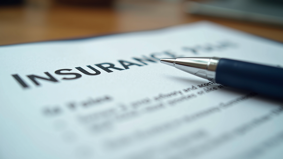 Close-up view of a business insurance policy document