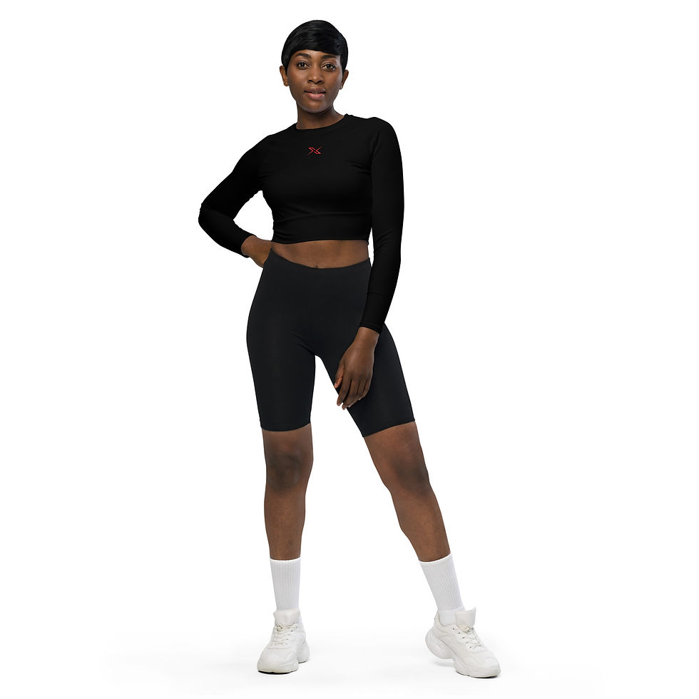 Thumbnail: X Performance Black Long-Sleeve Crop Top