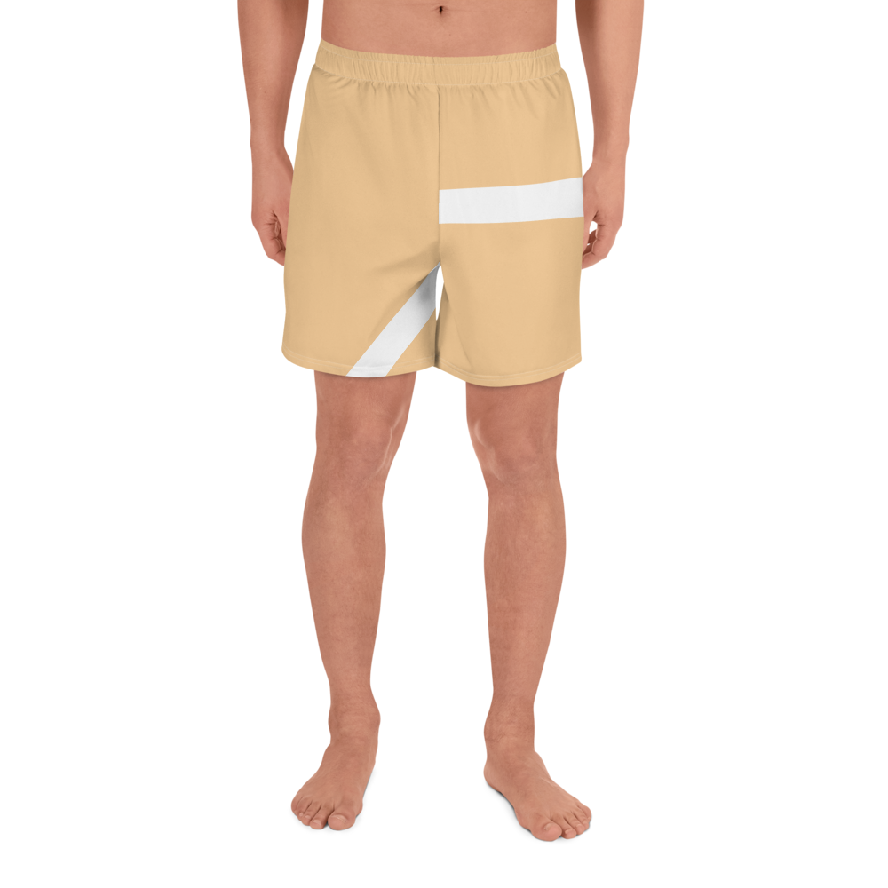 HEISPORTS Unisex Athletic Shorts Beige/White Stripe