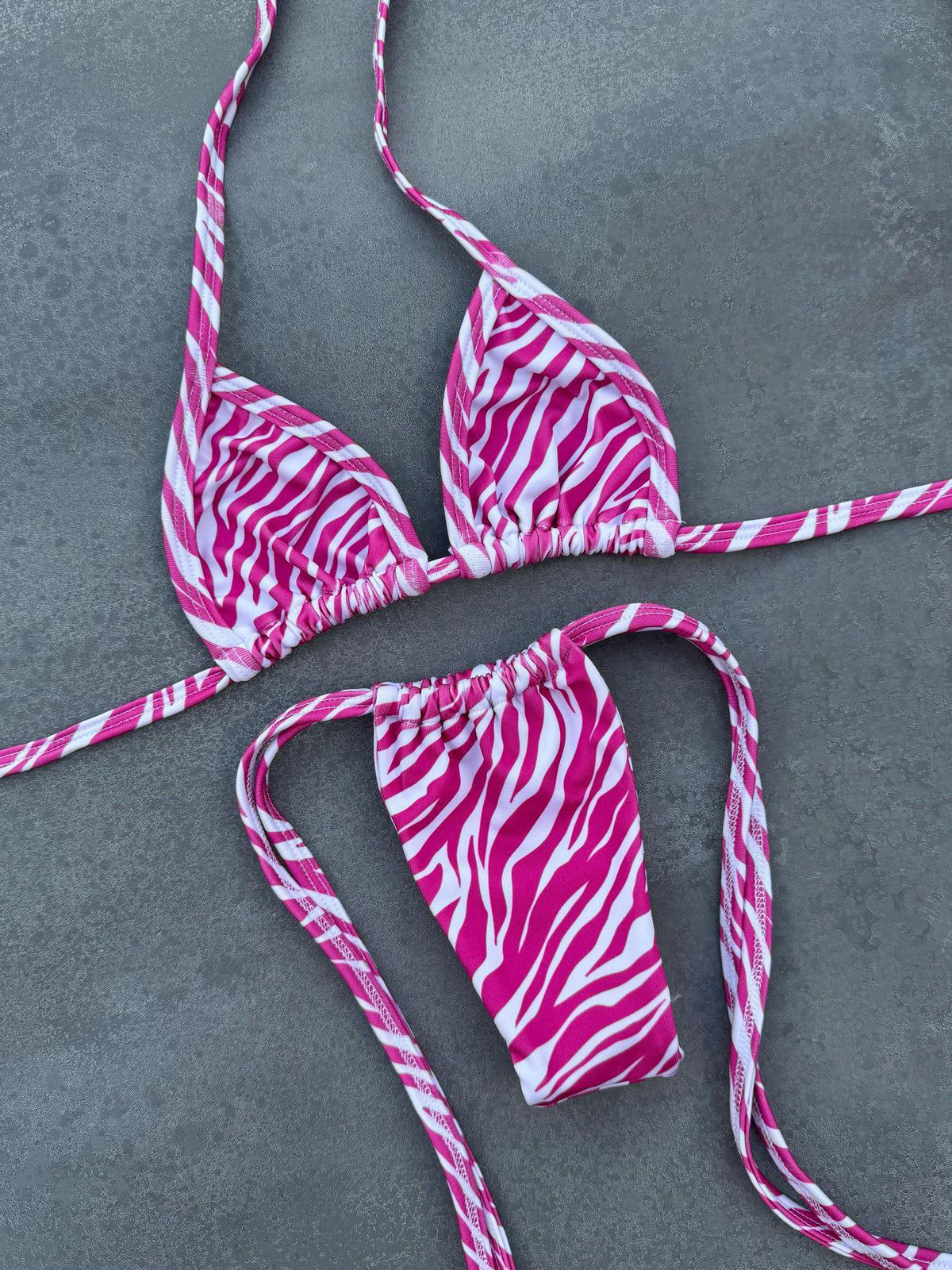 STRING BELLA ZEBRA ROSE BLANC