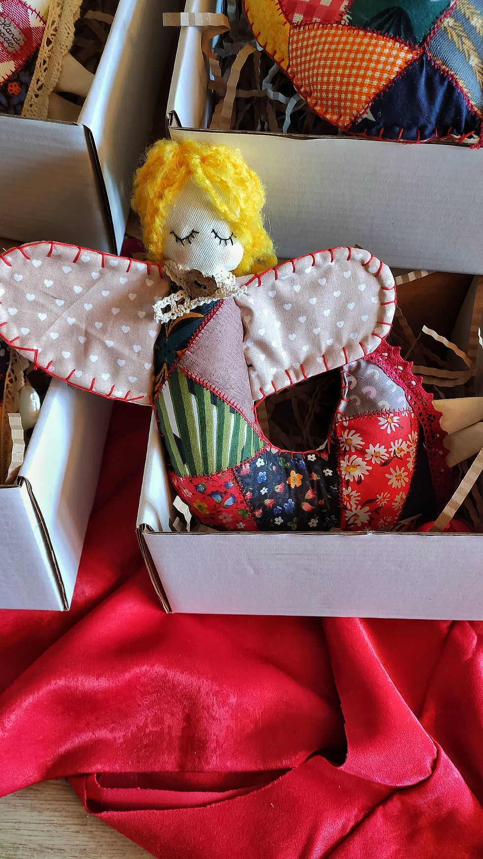 Küçük resim: Vintage Patchwork Melek Figürü Duvar Dekoru