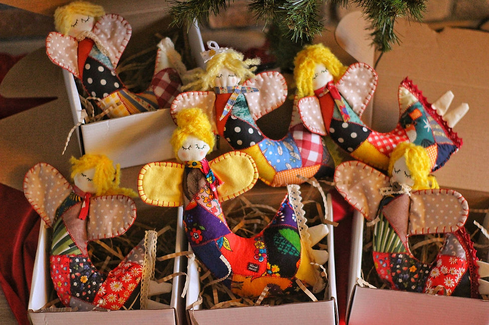 Küçük resim: Vintage Patchwork Melek Figürü Duvar Dekoru