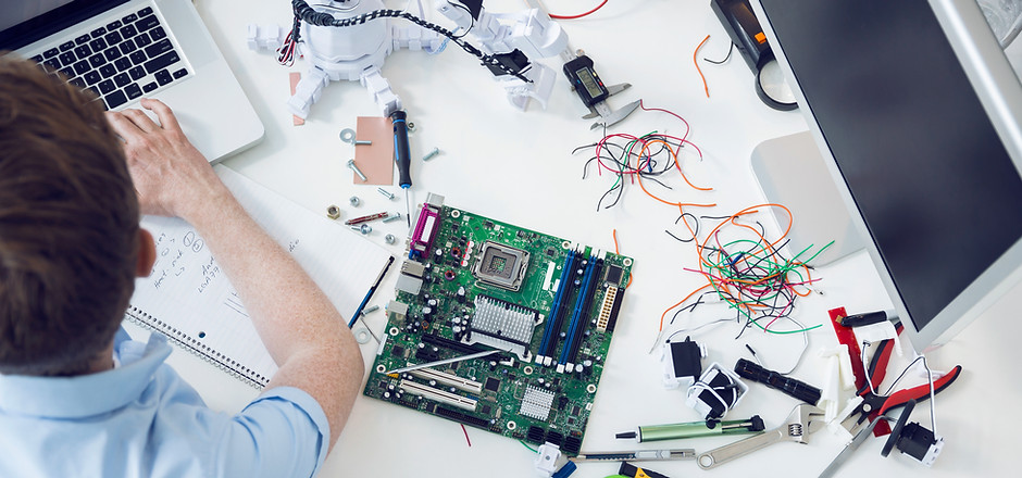 Electrical engineer working on circuit b