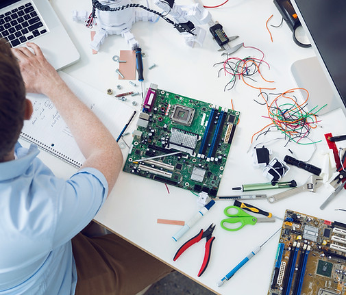 Electrical engineer working on circuit b