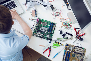 Electrical engineer working on circuit b