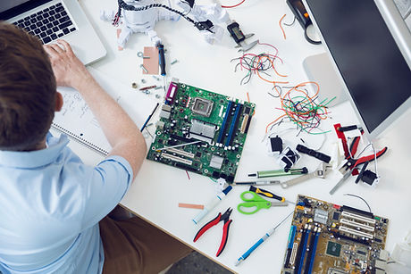 Electrical engineer working on circuit b