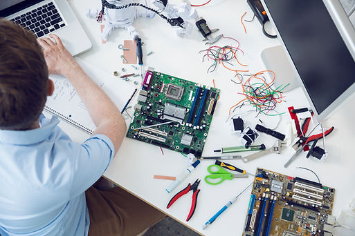 Electrical engineer working on circuit b